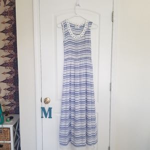Max Studio Blue & White Striped Maxi Dress